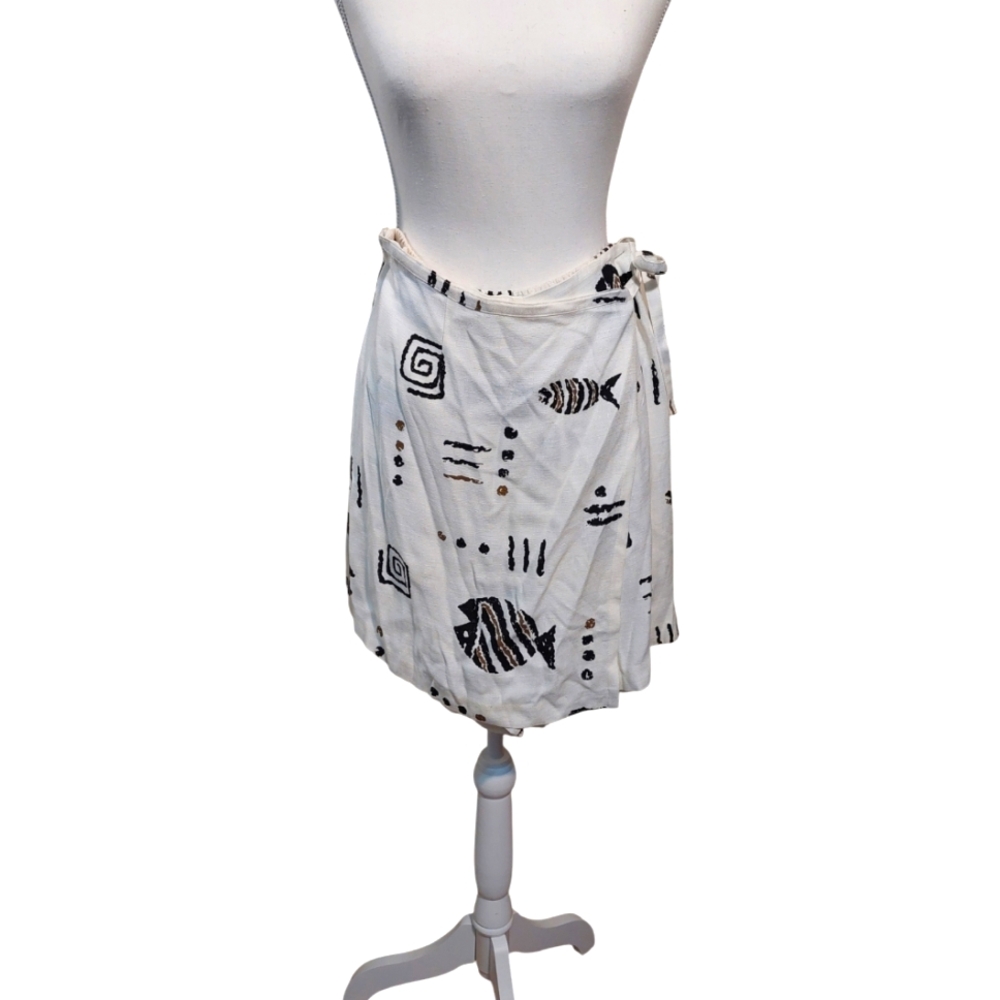 Chic Fish Print Wrap Skort Skirt/Shorts Size 10 women's